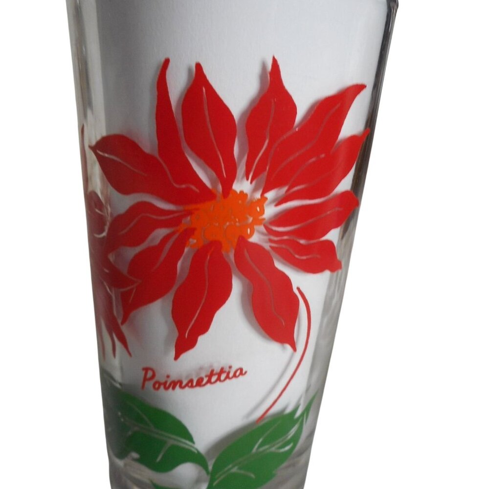 MCM Boscul Peanut Butter Glass Tumbler Red / orange Poinsettia Estate 5" #10